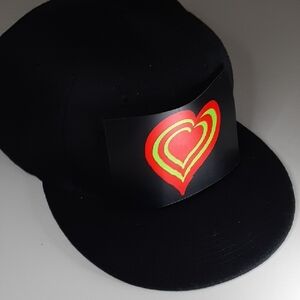 Black Light Up Heart Snapback Hat